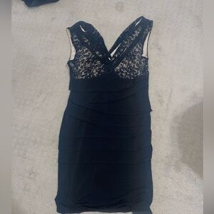 Connected Apparel Black and Cream Lace Dress
